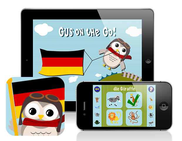 Gus on the Go: German, iOS and Android language app for kids