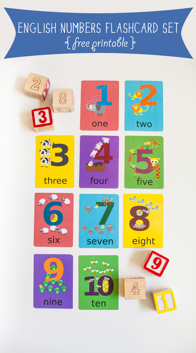 Gus on the Go Free English Numbers Flashcard Printable