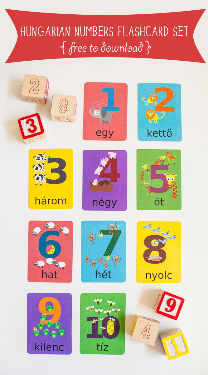 Gus on the Go Hungarian Numbers Flashcard Printable