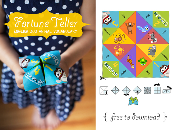 Gus on the Go English Zoo Animal Fortune Teller Printable