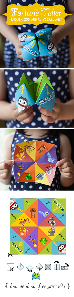 Gus on the Go English Zoo Animal Fortune Teller Printable