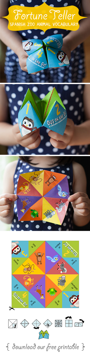 Gus on the Go Spanish Zoo Animal Fortune Teller Printable