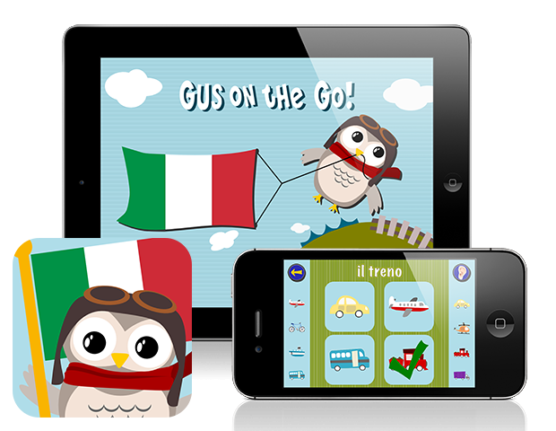 Gus on the Go: Italian, iOS and Android language app for kids