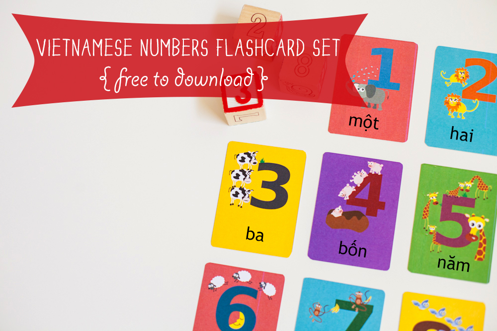 Gus on the Go Free Vietnamese Numbers Flashcard Printable