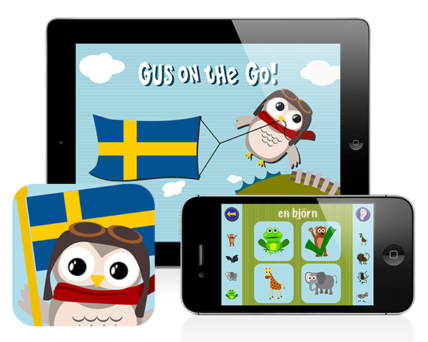 Gus on the Go: Swedish for kids, iOS & Android language app