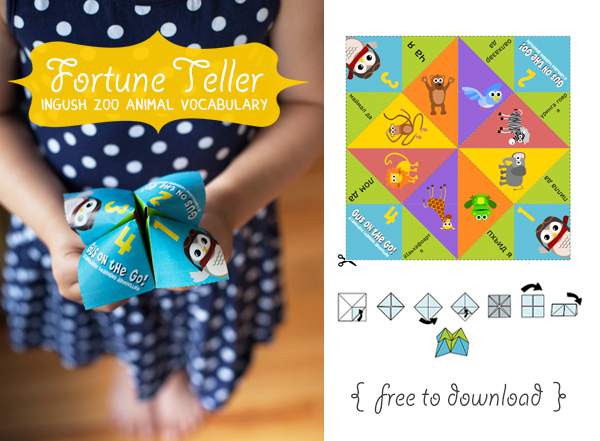 Gus on the Go Ingush Zoo Animal Fortune Teller Printable