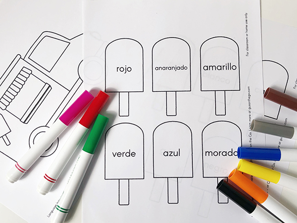 Colors in Spanish – Popsicle Printable | Gus on the Go language